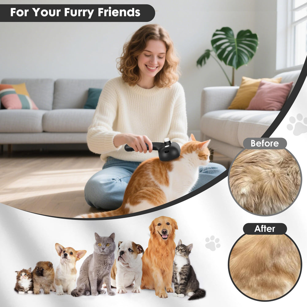 ngfhf Cat Steam Brush in-use pet grooming showing relaxed pet.