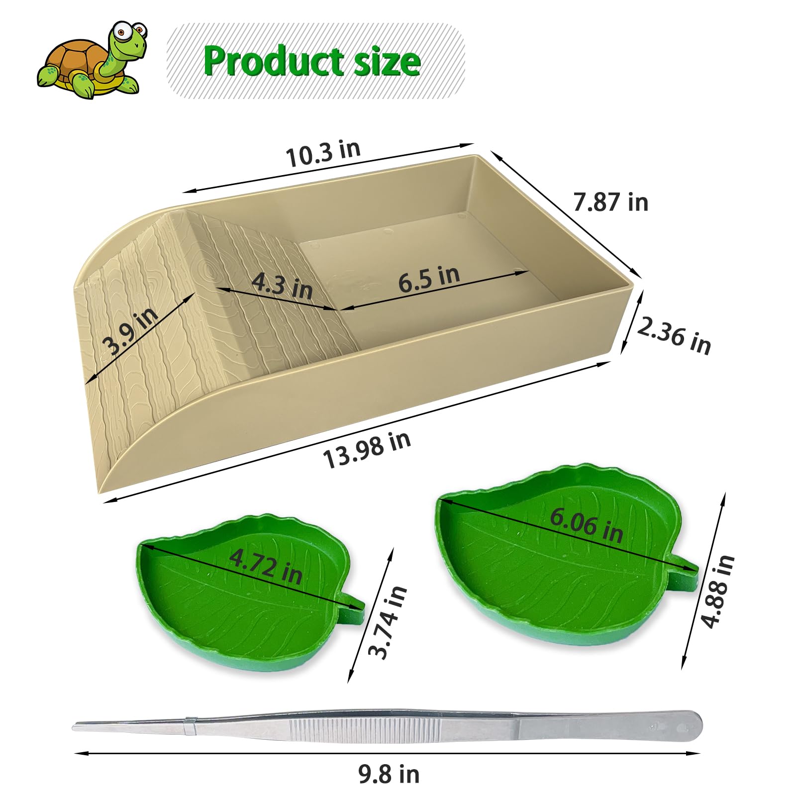 NGORAY tortoise anti-slip ramp with textured surface supports safe climbing for reptiles.