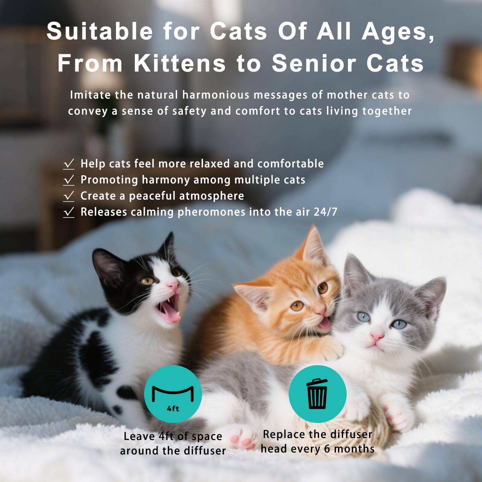 NHMFMLZW cat pheromones kit with two diffusers for flexible placement
