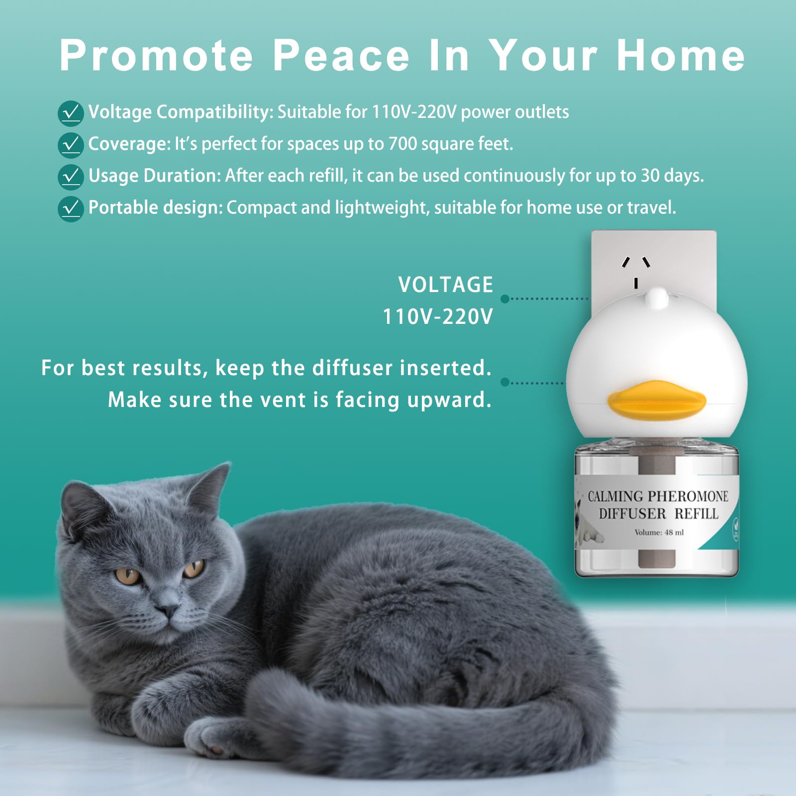 NHMFMLZW cat pheromones refills last 4–6 weeks for steady support