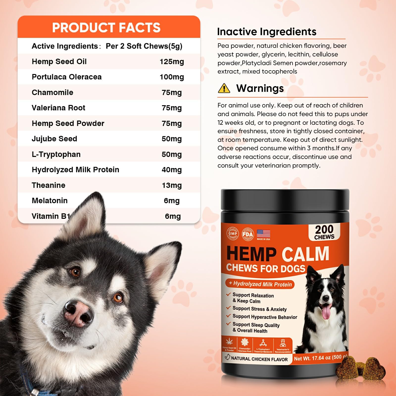 NHWHDJH hemp calming chews for dogs all-breed friendly formula suitable for daily use