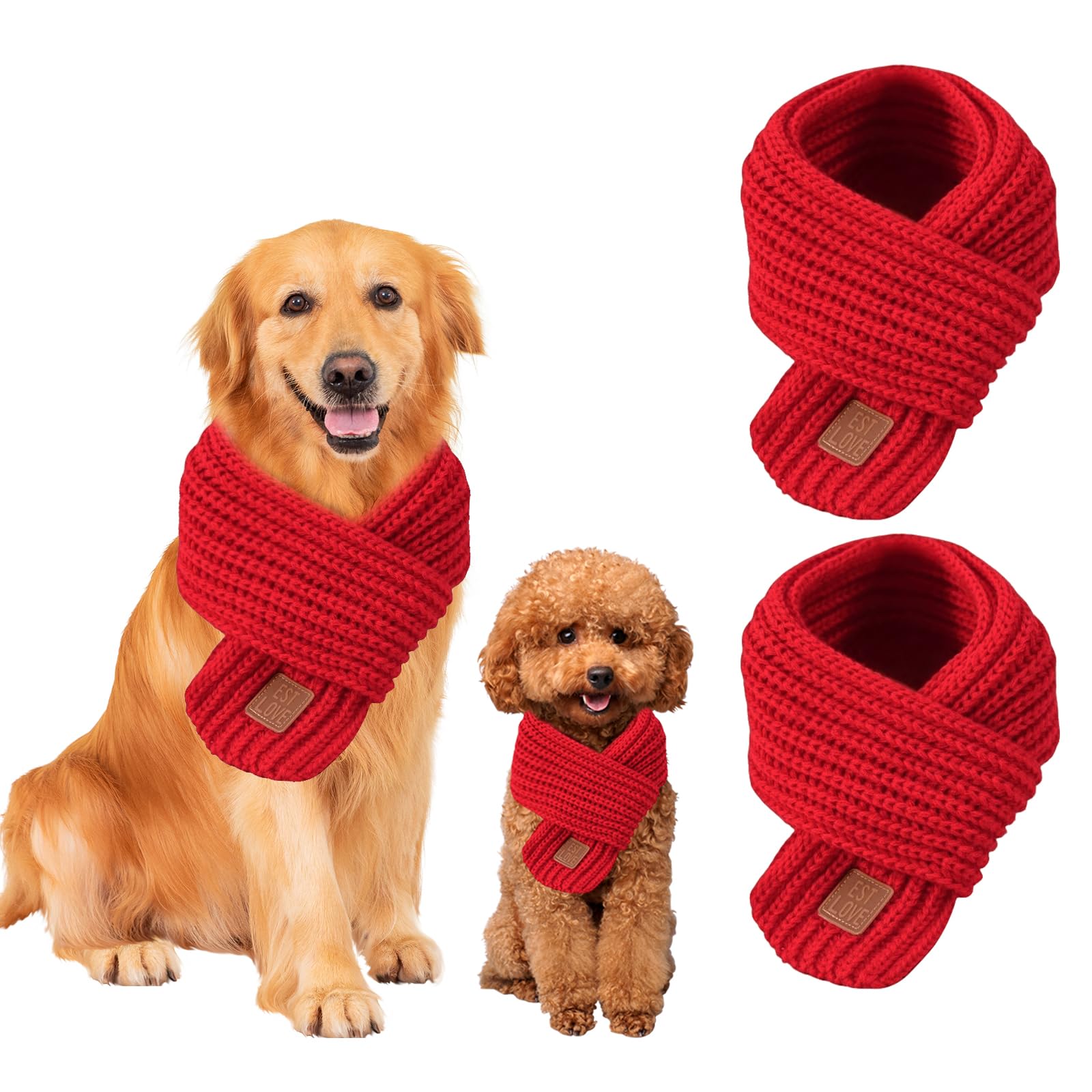 Nibnozy dog christmas bandana red front view for festive photo-ready charm.