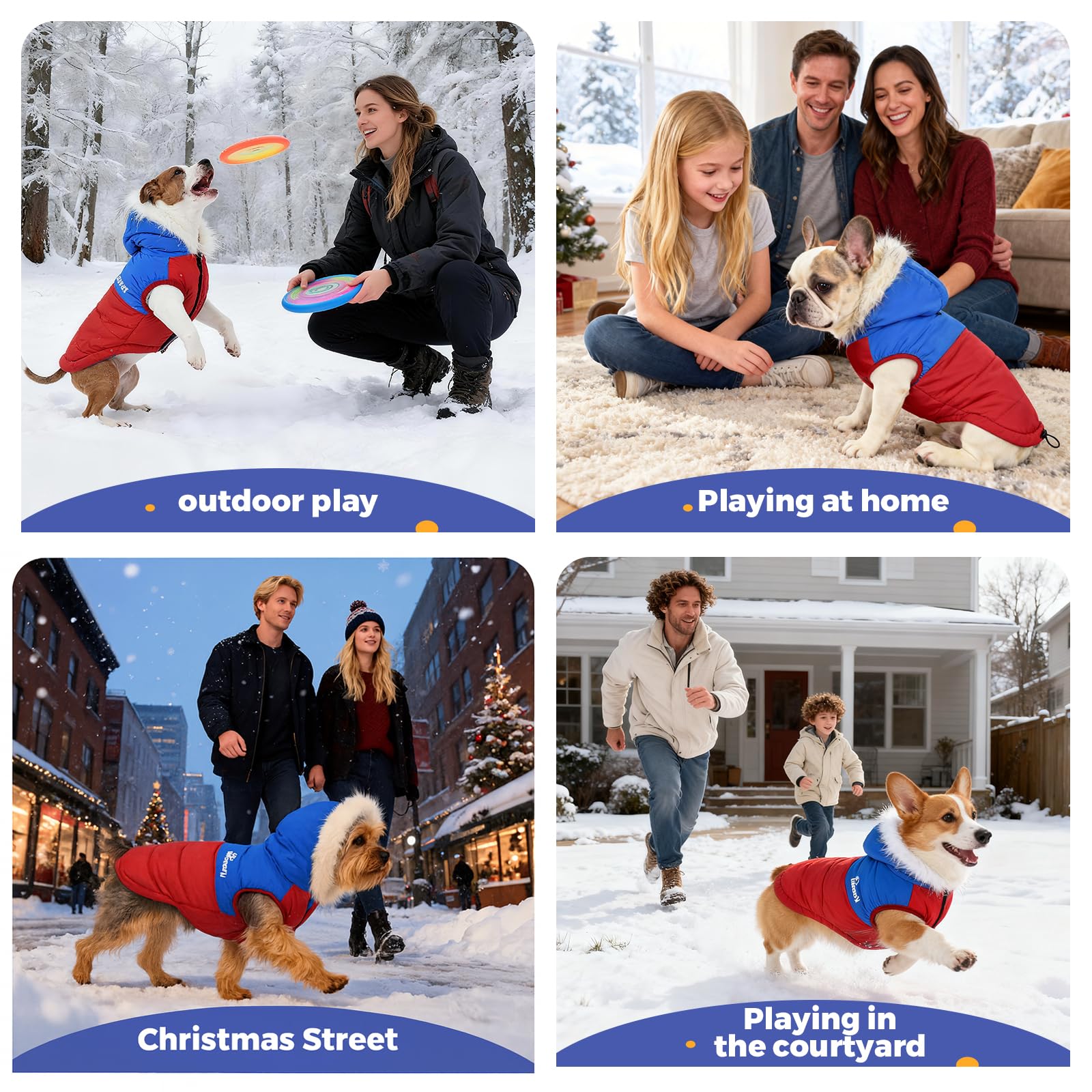 Nibnozy dog coat size fit guide image points to adjustable closures for secure fit.