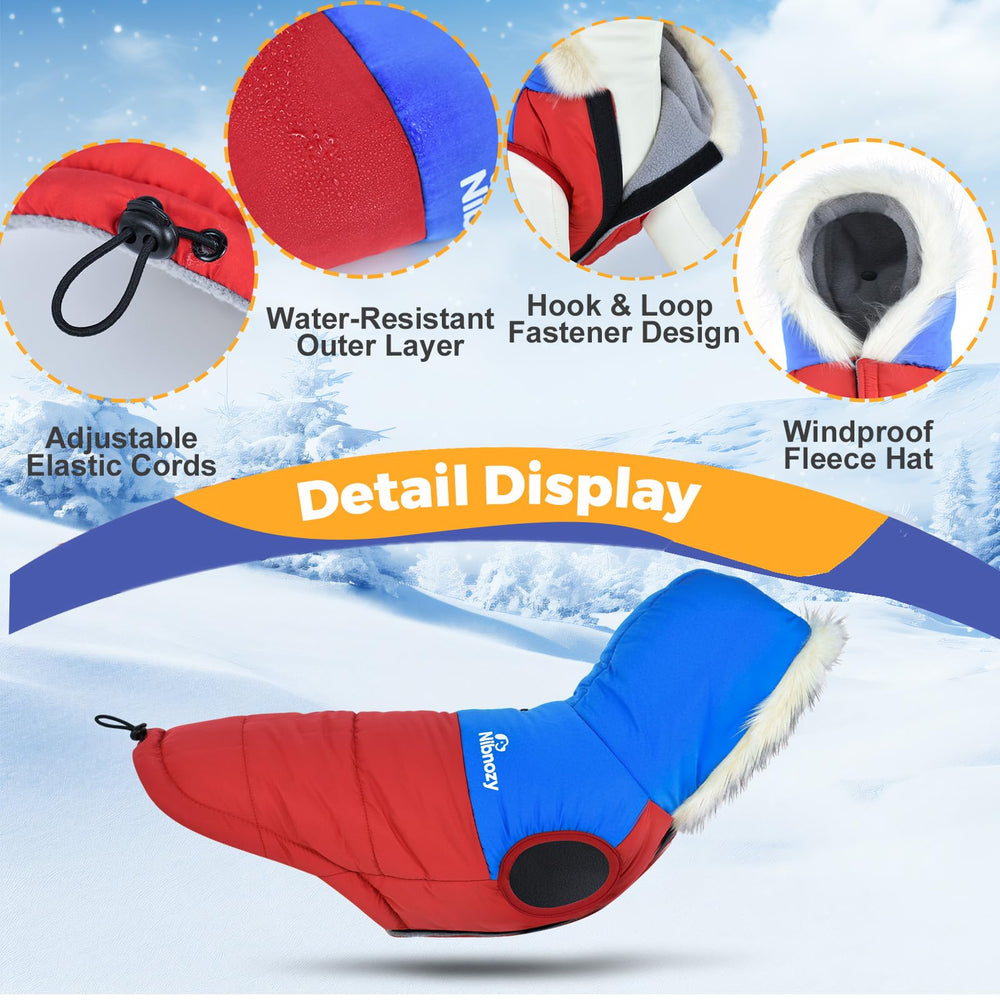 Nibnozy dog jacket waterproof fleece-liner ideal for rain, snow, and chilly hikes.