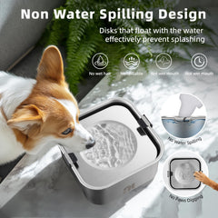 Nicelock no-spill dog water bowl closeup stainless highlighting durable build.