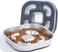 Nicelock slow-feeder bowl design promotes even eating and slower pacing.