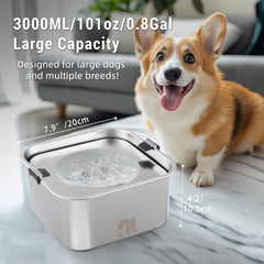 Nicelock slow-feeder water bowl flow mechanism prevents splashing during drinking.