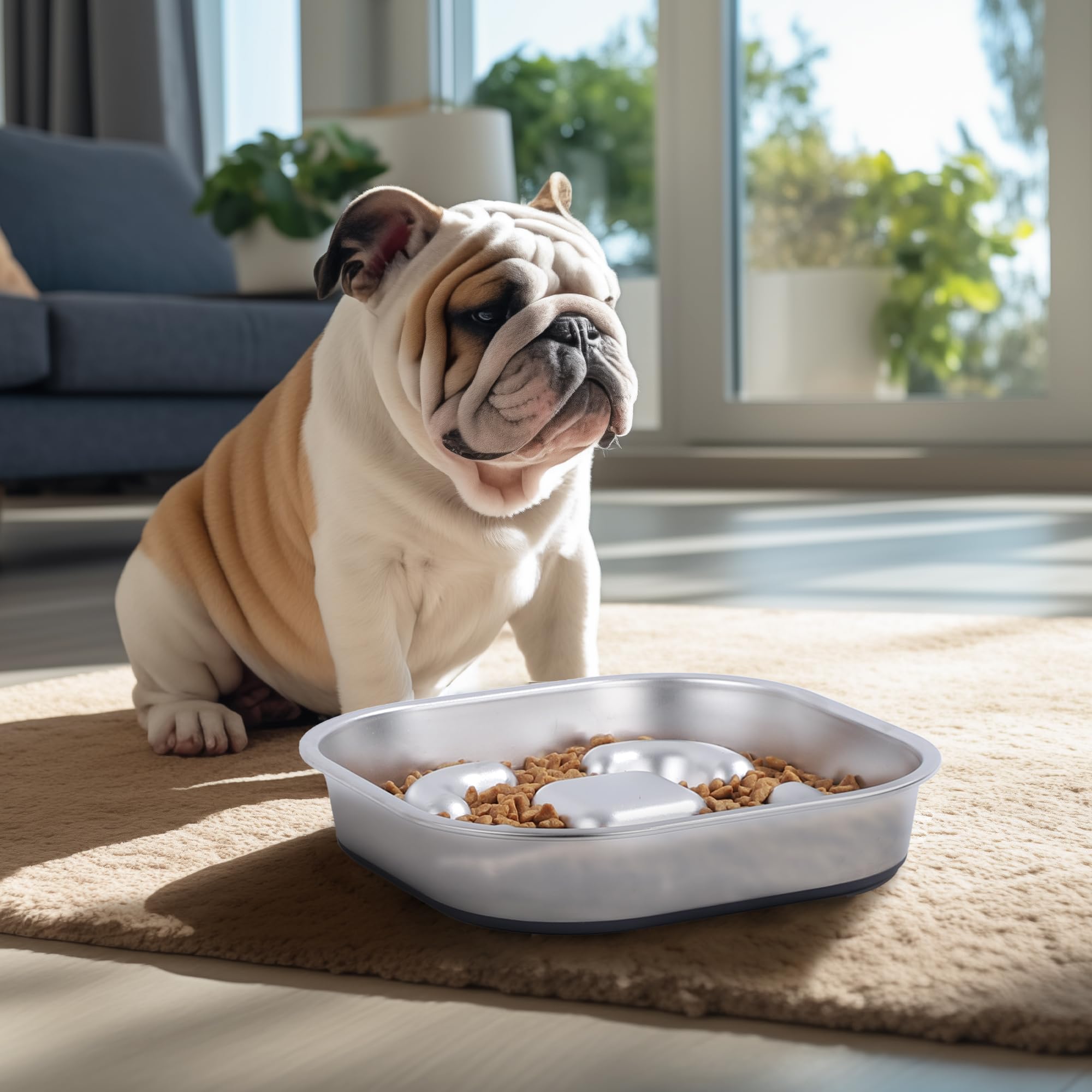 Nicelock two-in-one slow-feeder bowl offers paced meals and water.