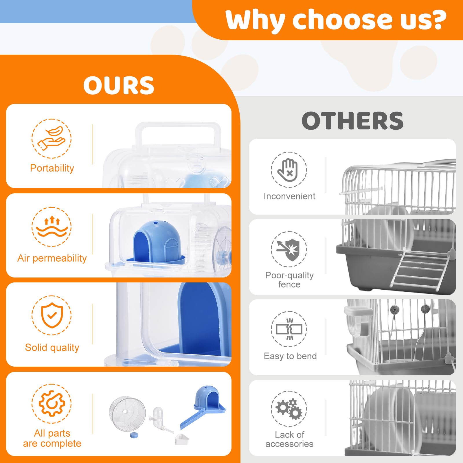 Nicerice multifunctional hamster cage with water bottle, wheel, ladders, houses, and feeders.