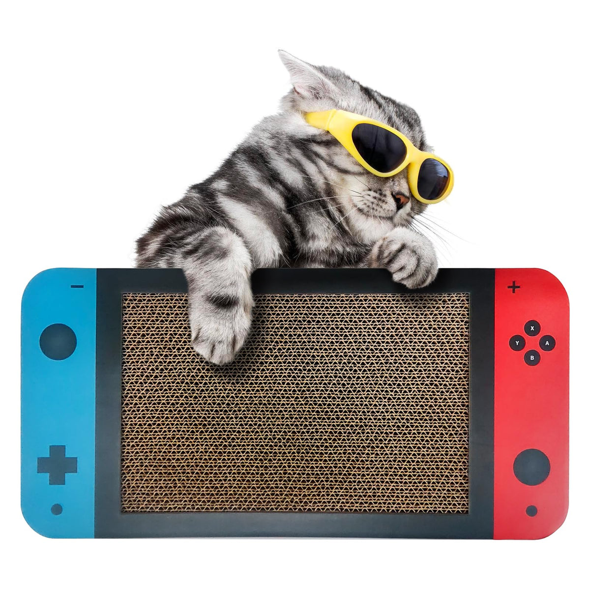 NICETHUMB Gaming Cat Scratcher front view showing interactive game-theme design for cats
