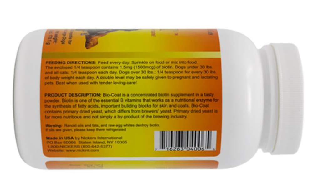 Nickers Bio Coat 6oz packaging emphasizes convenient ongoing supplementation.