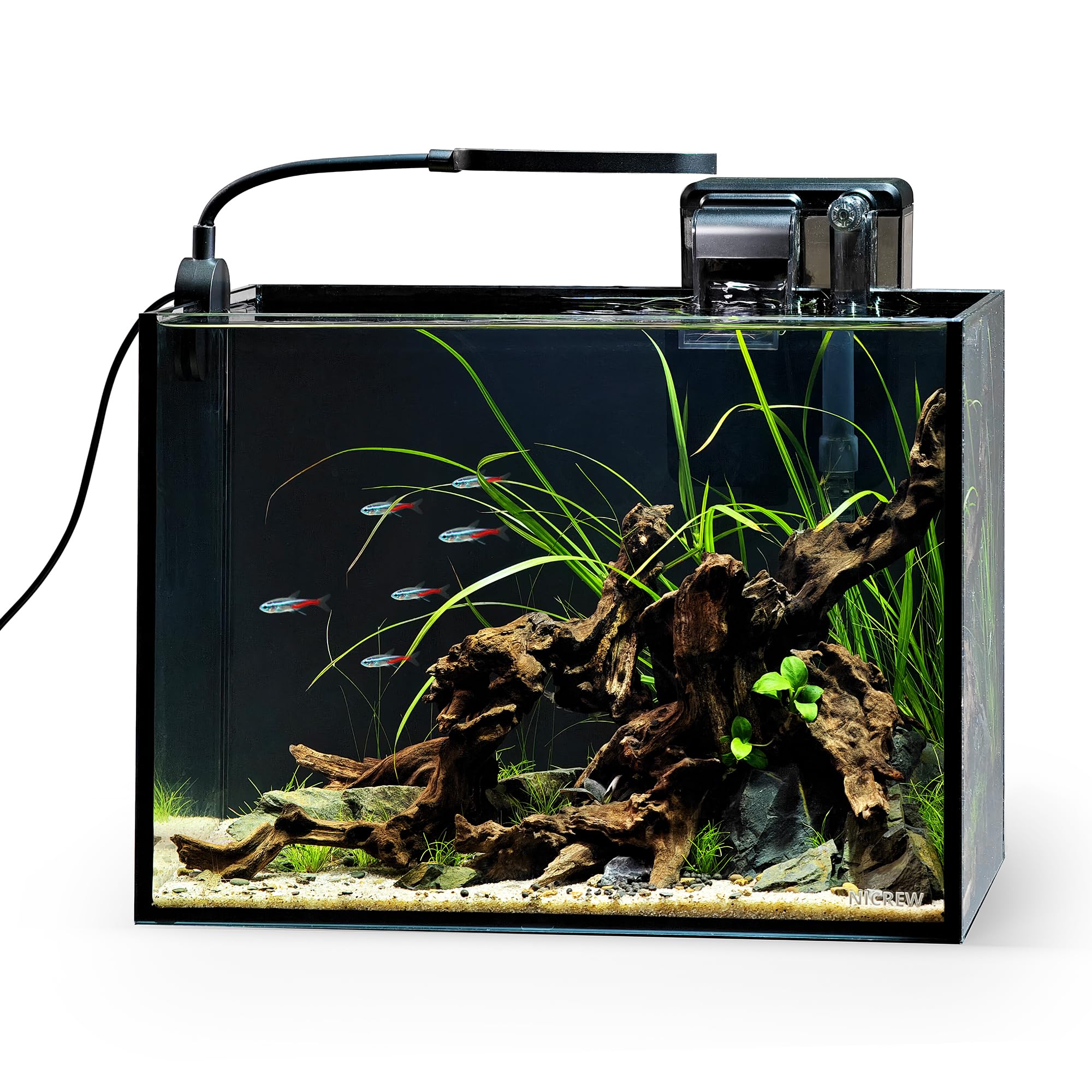 NICREW 2.5-gallon nano nature aquarium kit desktop tank rimless glass for crystal-clear viewing