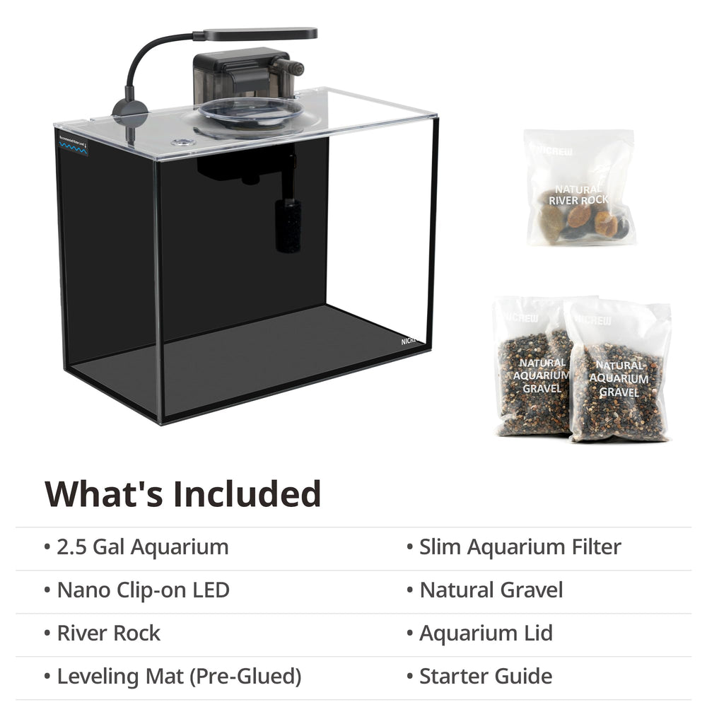 NICREW 2.5-Gallon Nano Nature Aquarium Kit lid and leveling mat—ready to use out of the box