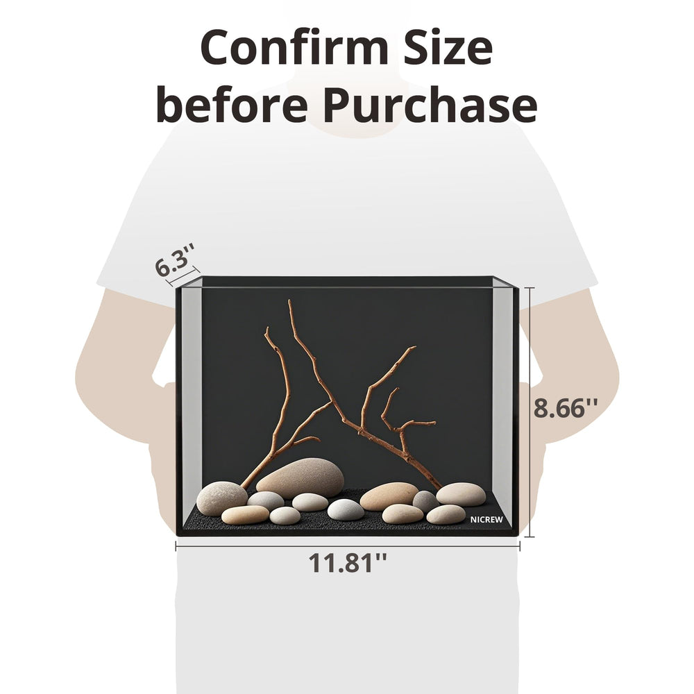 NICREW 2.5-gallon nano nature aquarium kit black exterior on a desk