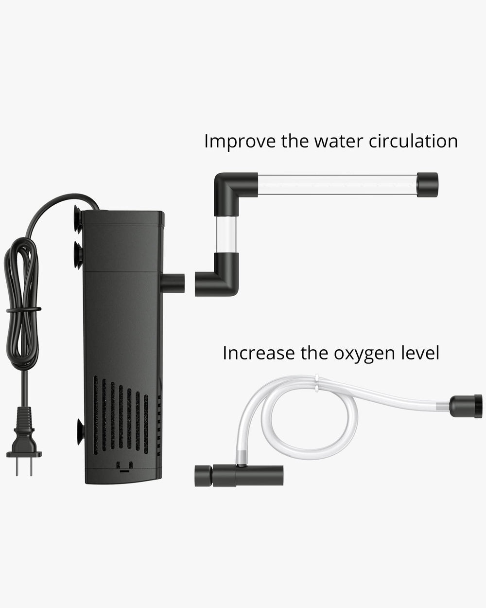 NICREW Aquarium Internal Filter compact-design fits 2-5 gallon setups without clutter.