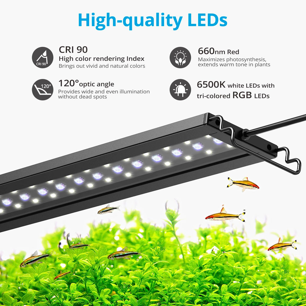 NICREW C10 full spectrum light highlighting 6500K white and RGB LEDs
