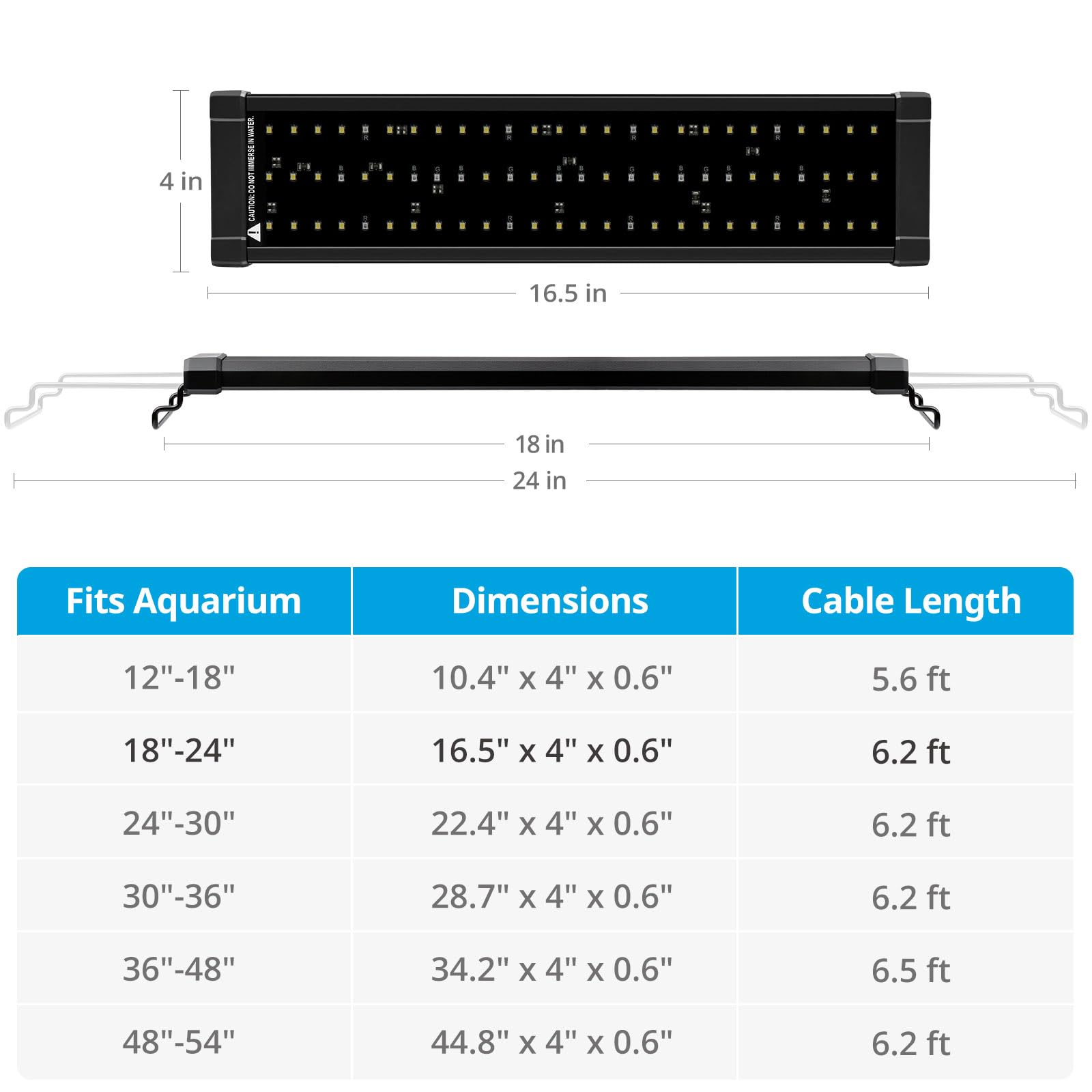NICREW ClassicLED Plus adjustable docking mounts enable quick fit on rimless or framed tanks.