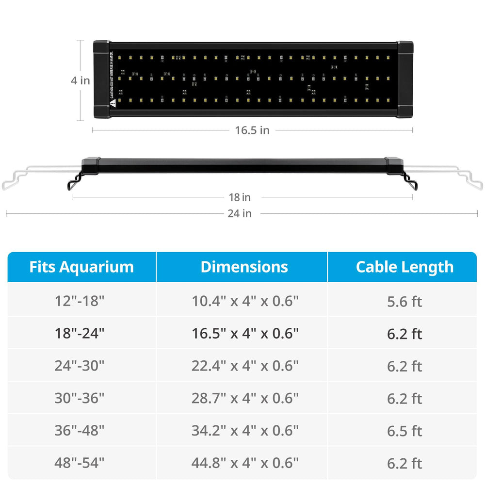 NICREW ClassicLED Plus adjustable docking mounts enable quick fit on rimless or framed tanks.