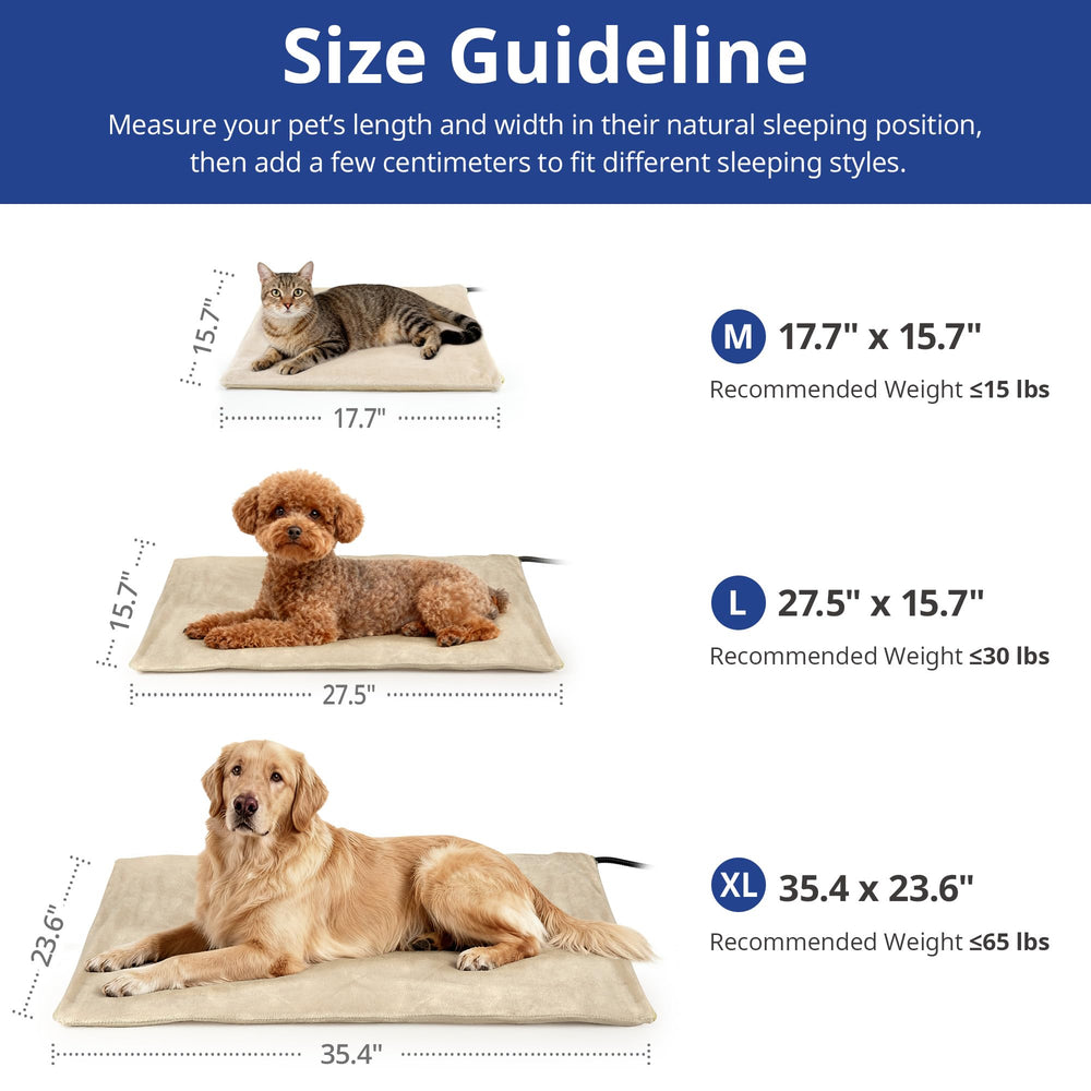 NICREW dog heating pad auto shut-off timer saves energy during naps and away time