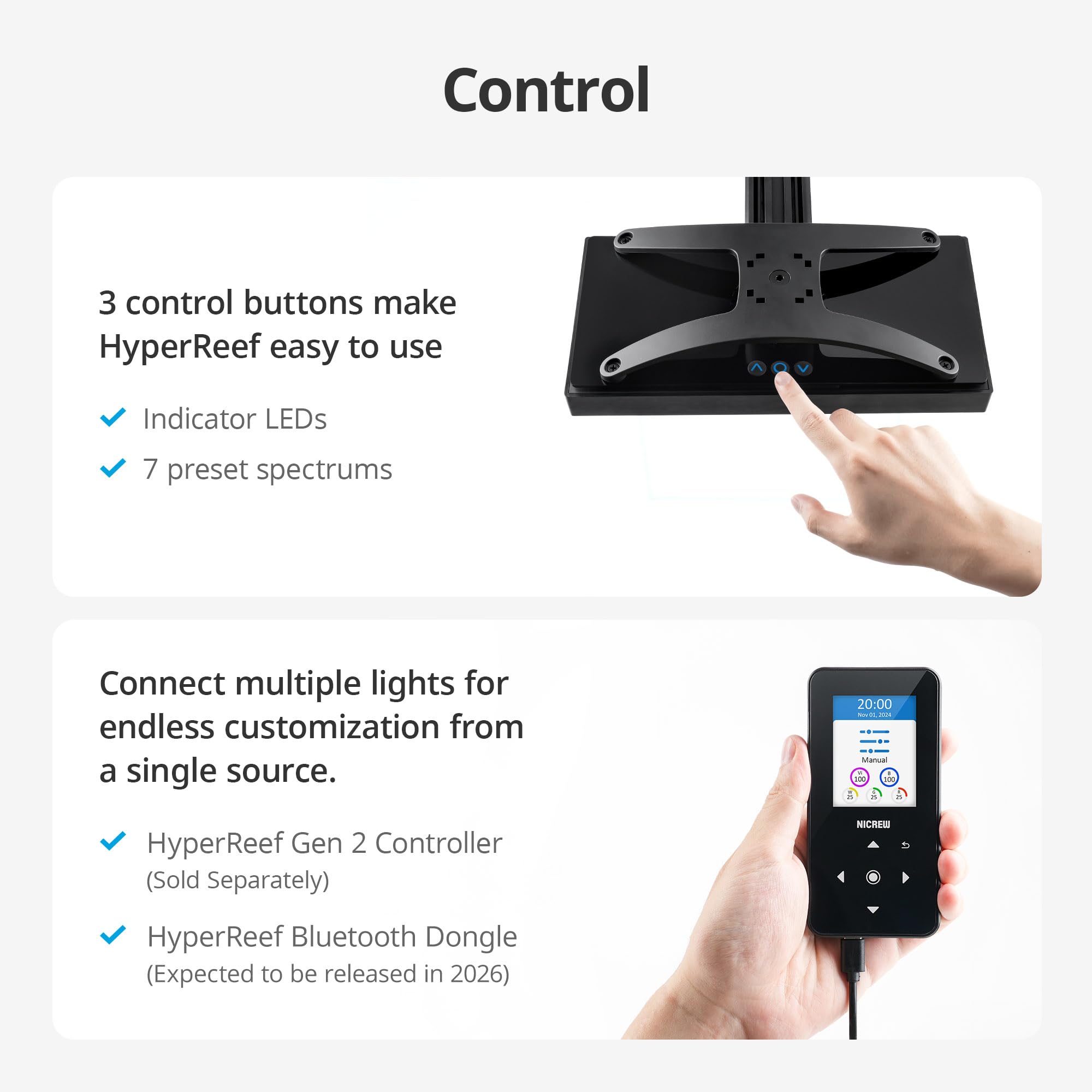 NICREW HyperReef 150 Gen 2 heat-dissipation system illustration communicates quiet operation.