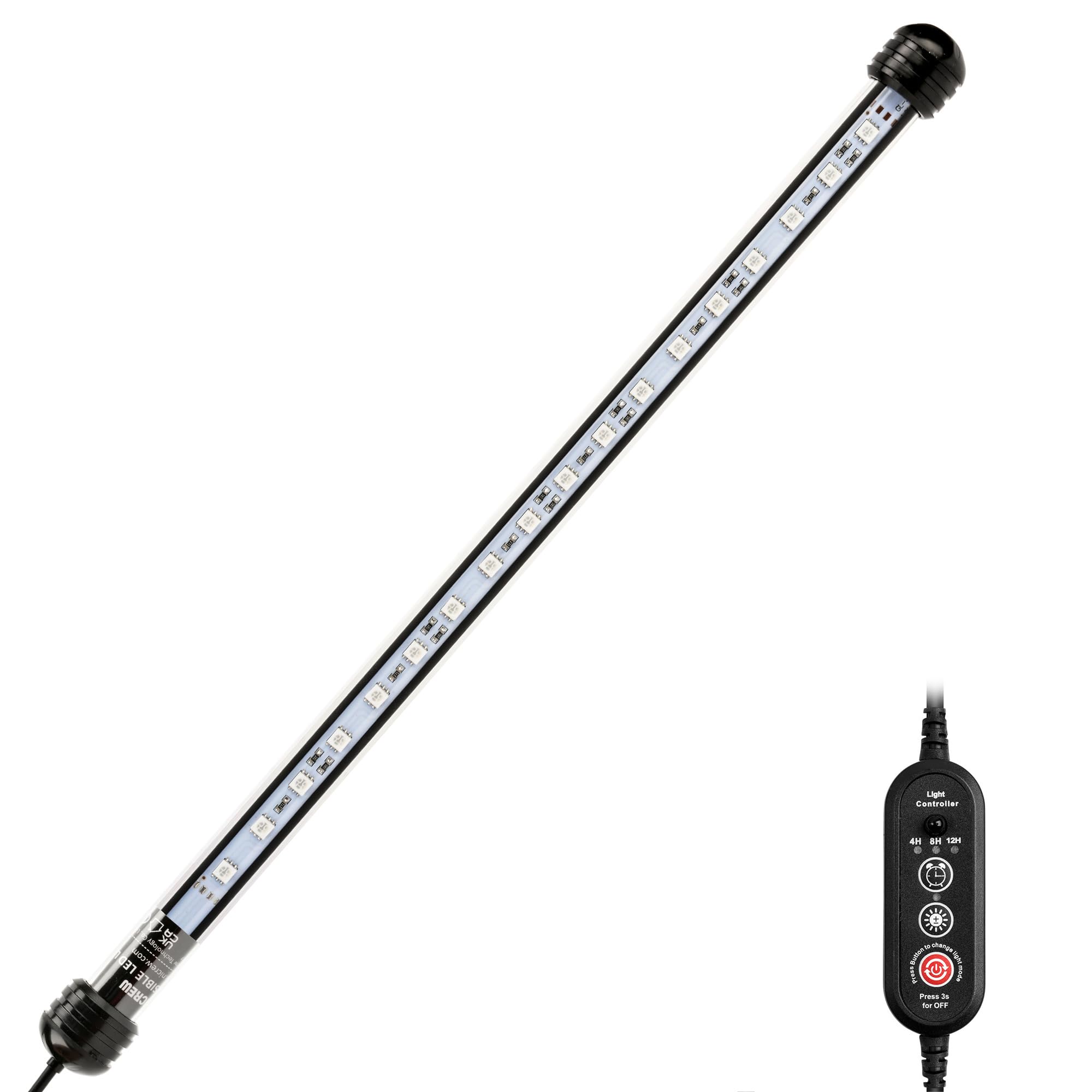 NICREW LED aquarium light 15in submersible inside tank boosts viewing with underwater glow.