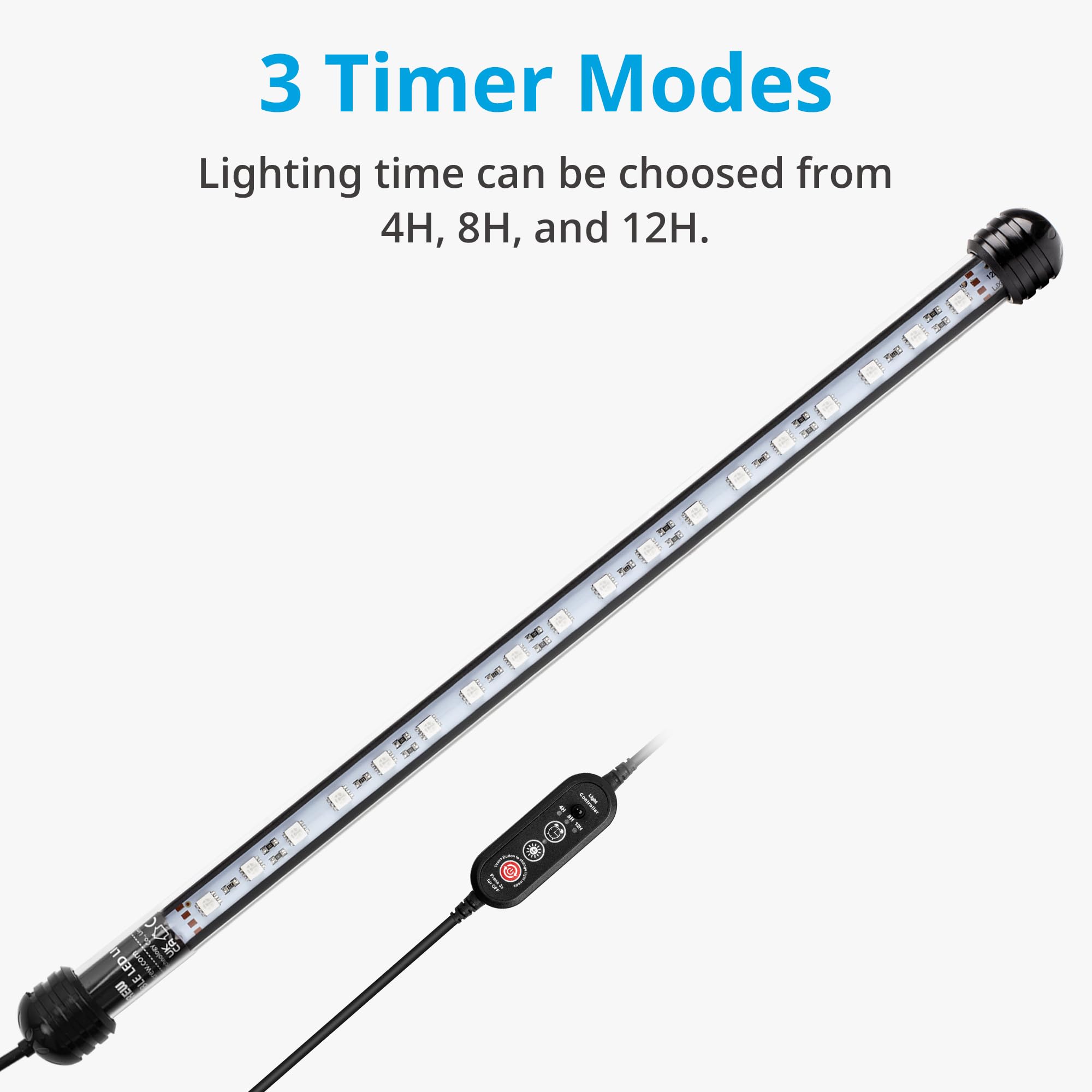 NICREW LED aquarium light slim profile on tank complements decor without overpowering.