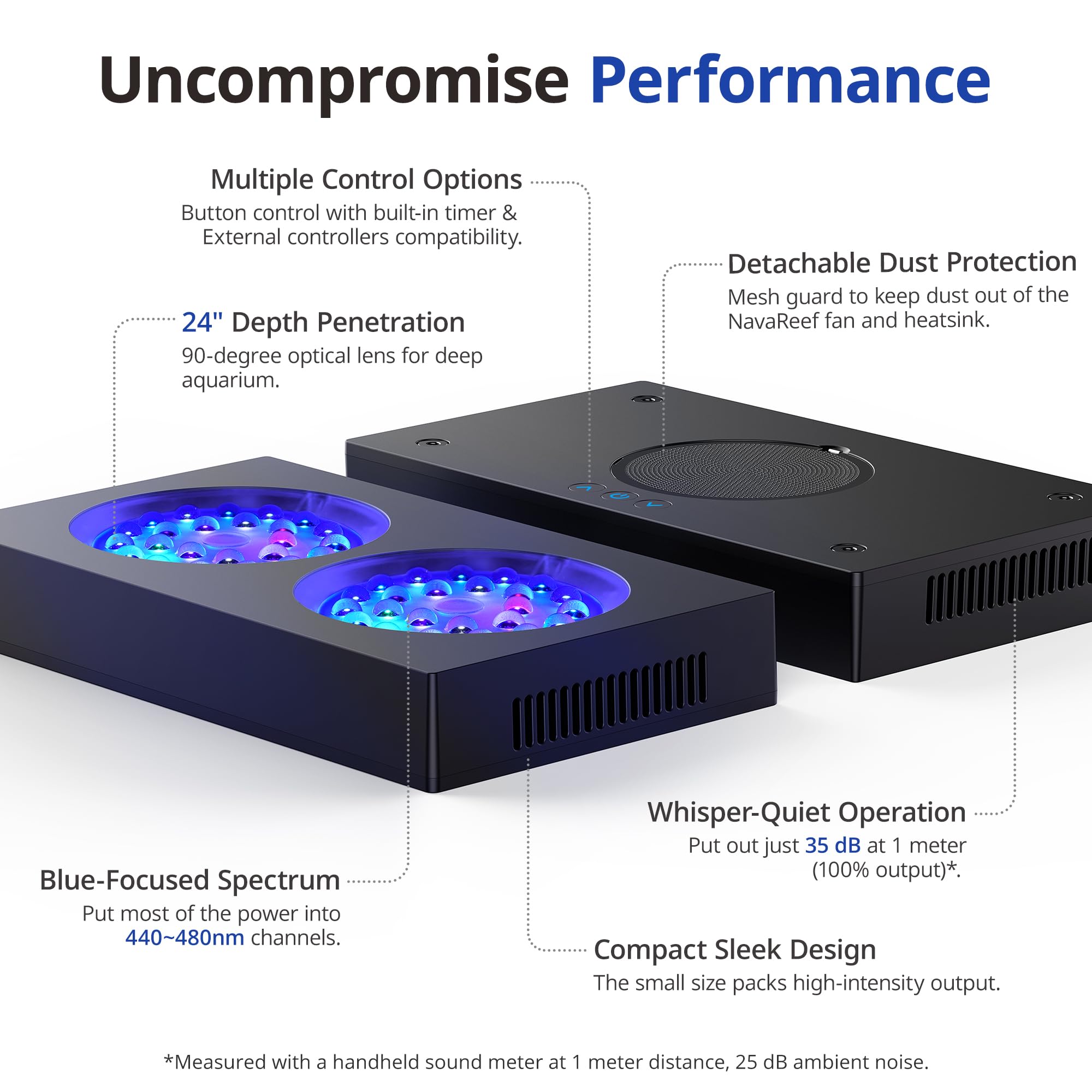 NICREW NavaReef 135 LED captures beam-angle-focused light for deeper aquarium coverage.