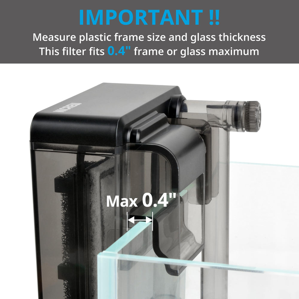 NICREW Slim Aquarium Filter compact design fits nano tanks discreetly.