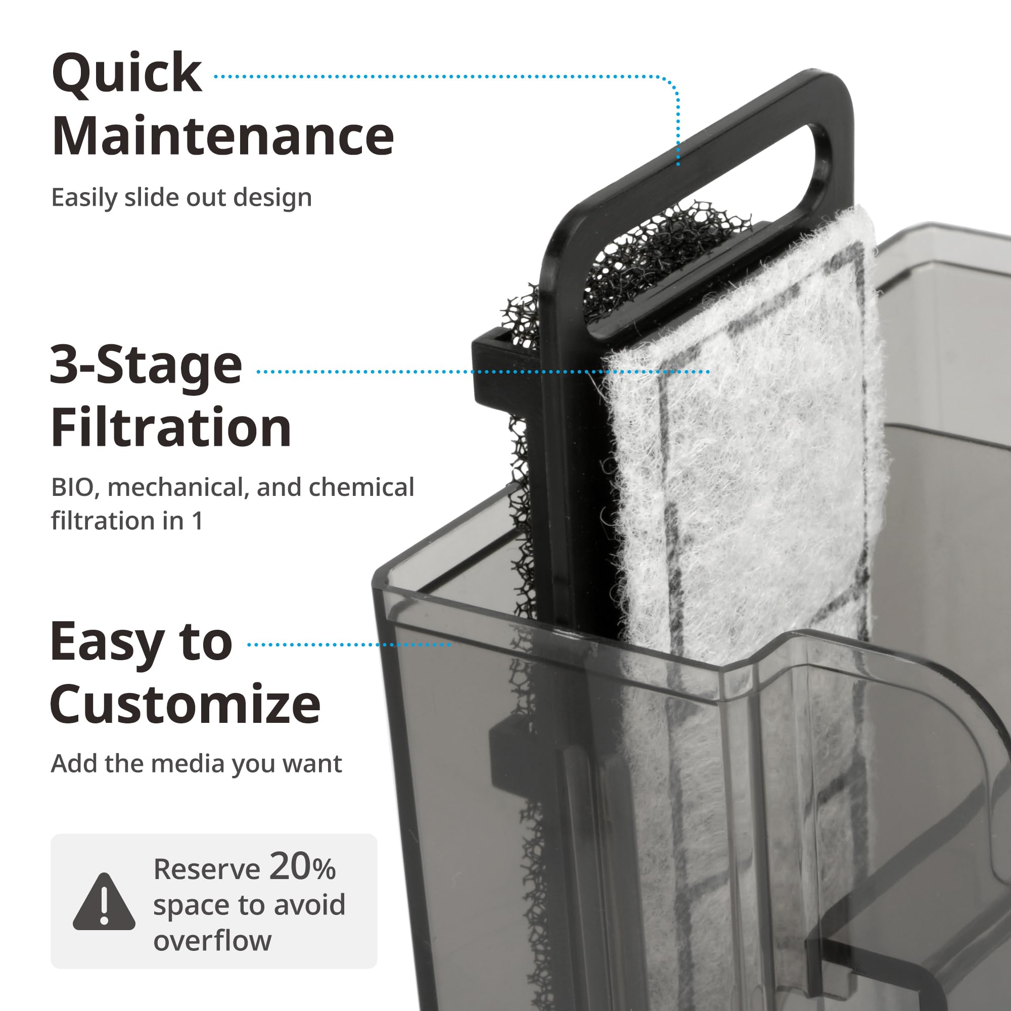 NICREW Slim Aquarium Filter contents showcase included parts for complete setup.