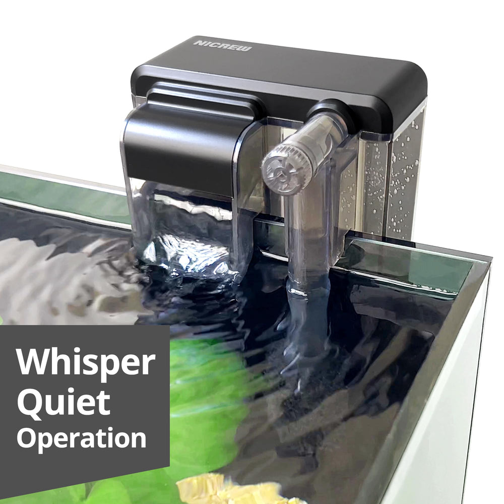 NICREW Slim Aquarium Filter quiet operation aids peaceful tank ambiance.