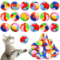 Nicunom 60pcs cat pom pom balls rainbow pack; bright colors spark playful kitten exploration.