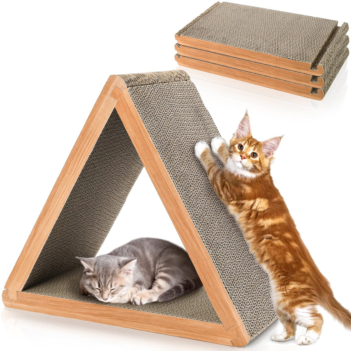 Nicunom triangle-scratch-board-assembled offers a compact, organized cat scratching space.