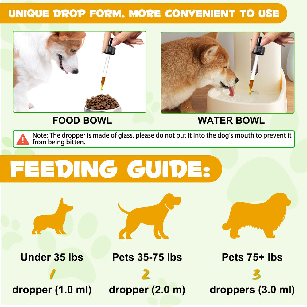 NIFEISHI Allergy Relief Drops for Dogs label detail highlights premium ingredients and vet guidance