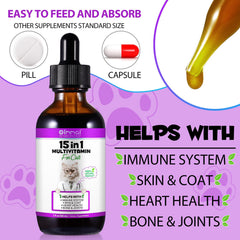 NIFEISHI immune-support cats bottle highlights vitamin- and mineral-rich formula for daily resilience.