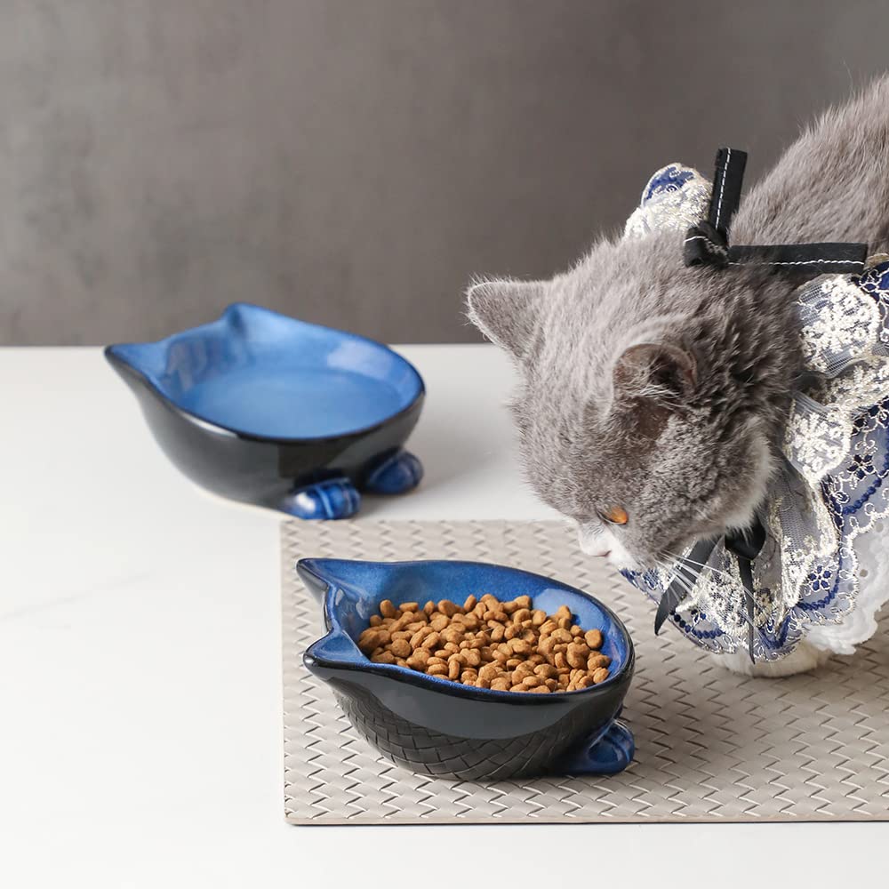 Nihow Ceramic Basic Cat Bowl elegant blue-black color complements home decor.