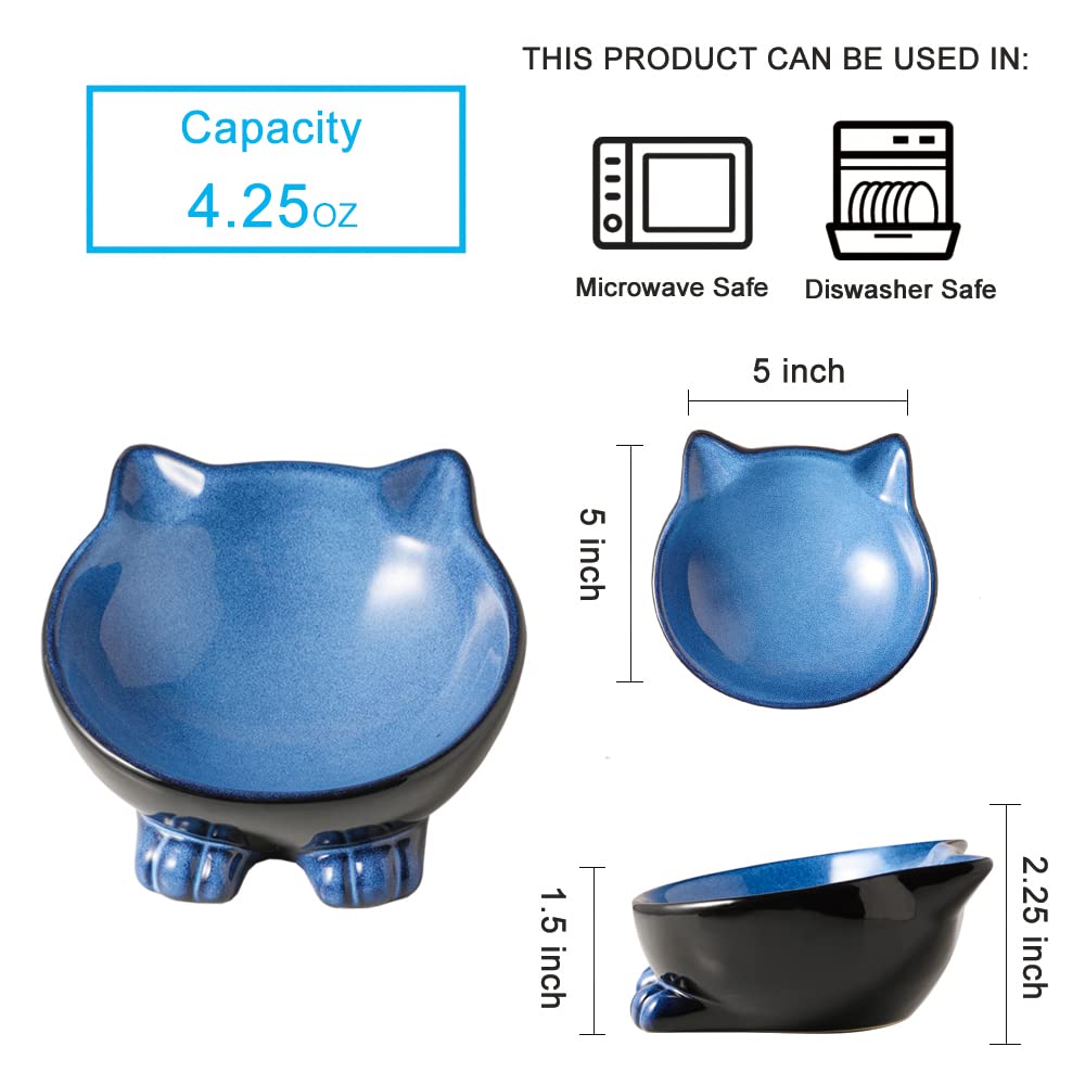 Nihow Ceramic Basic Cat Bowl widened-dish eases whisker-friendly feeding.