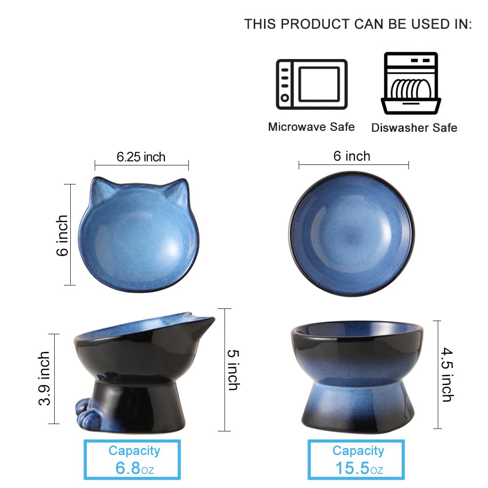 Nihow elevated cat-dog bowls tilt-design closeup shows center-aligned food for easier dining.