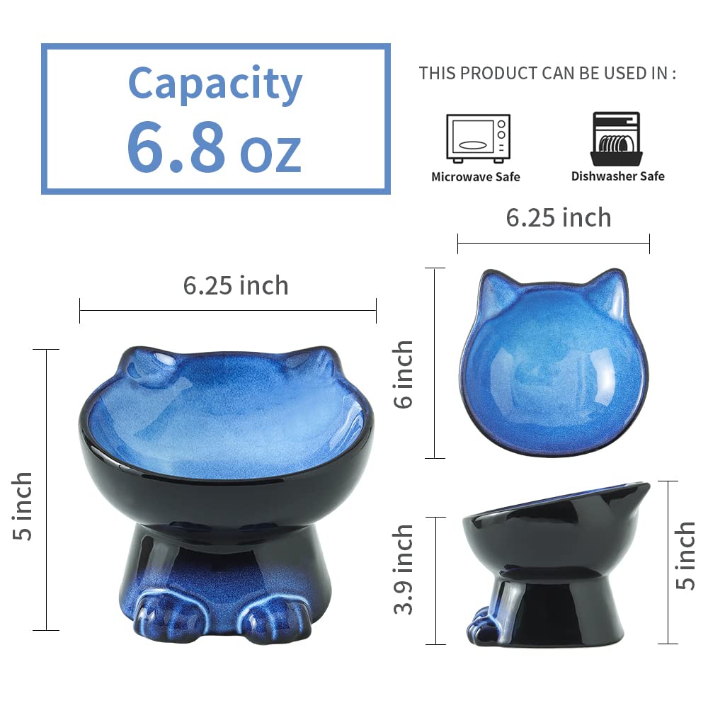 Nihow ceramic raised bowl with tilt angle centers food for easier access daily.