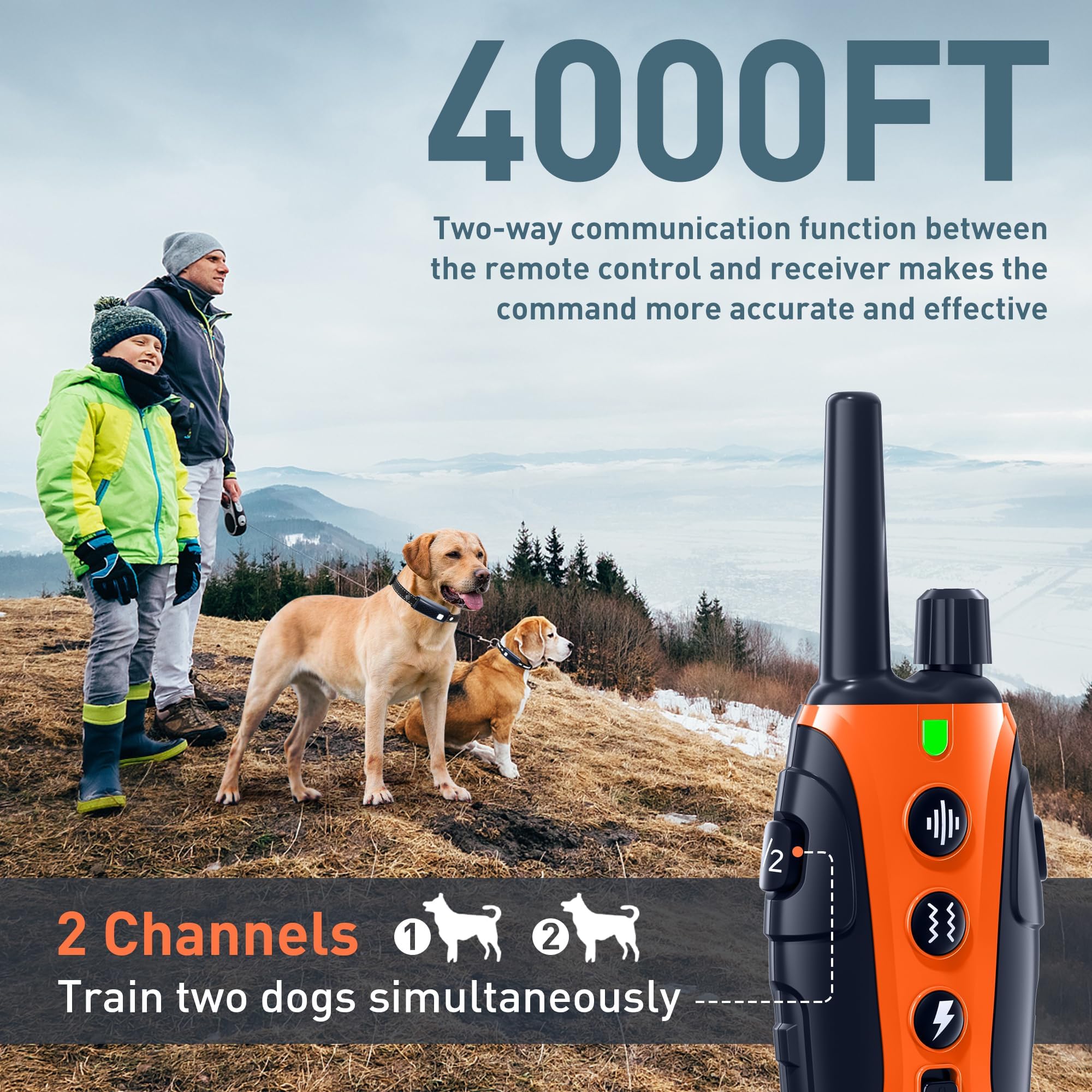 Nikketta dog shock collar 4000ft range supports recall over long distances