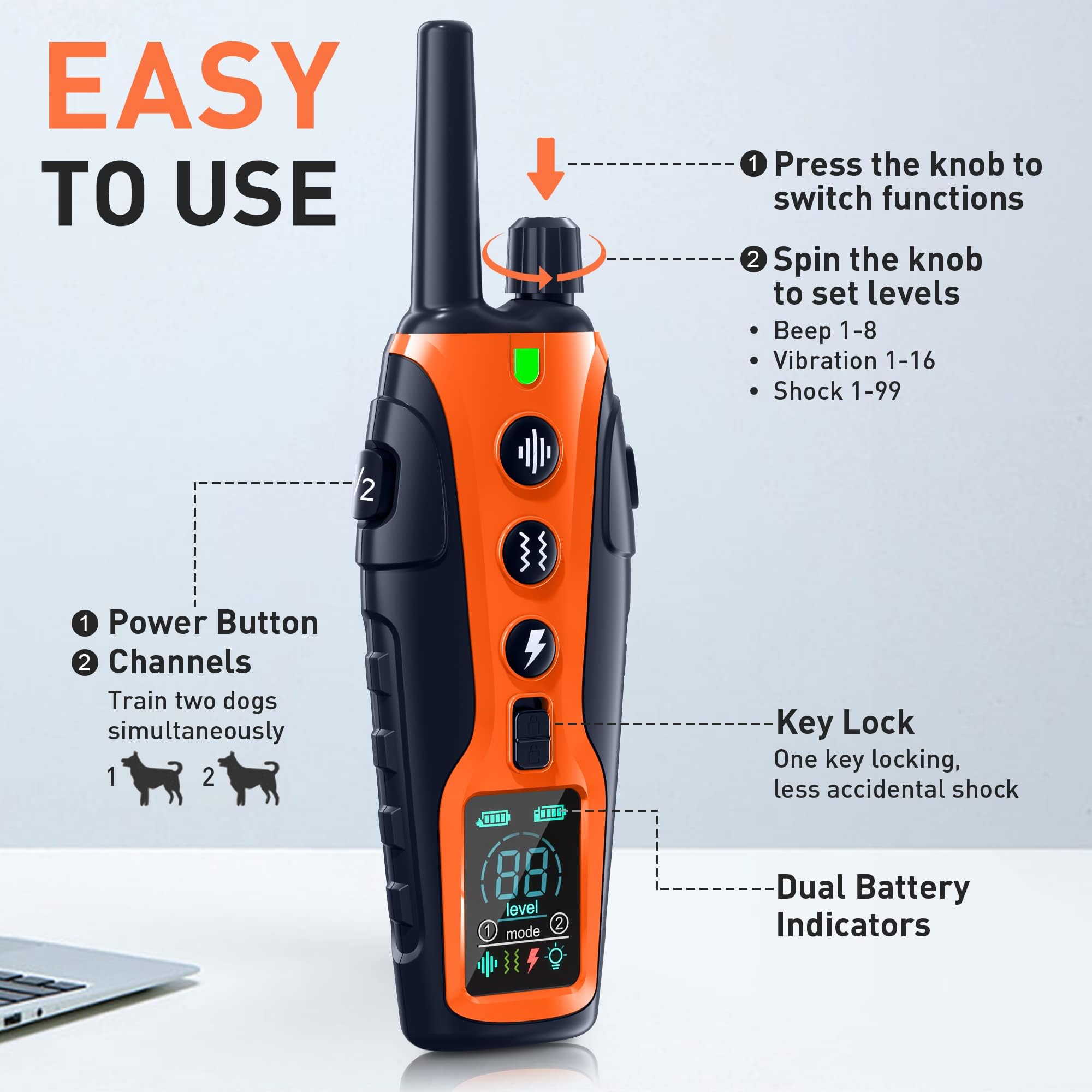 Nikketta dog shock collar beep-vibration-shock modes offer versatile correction options