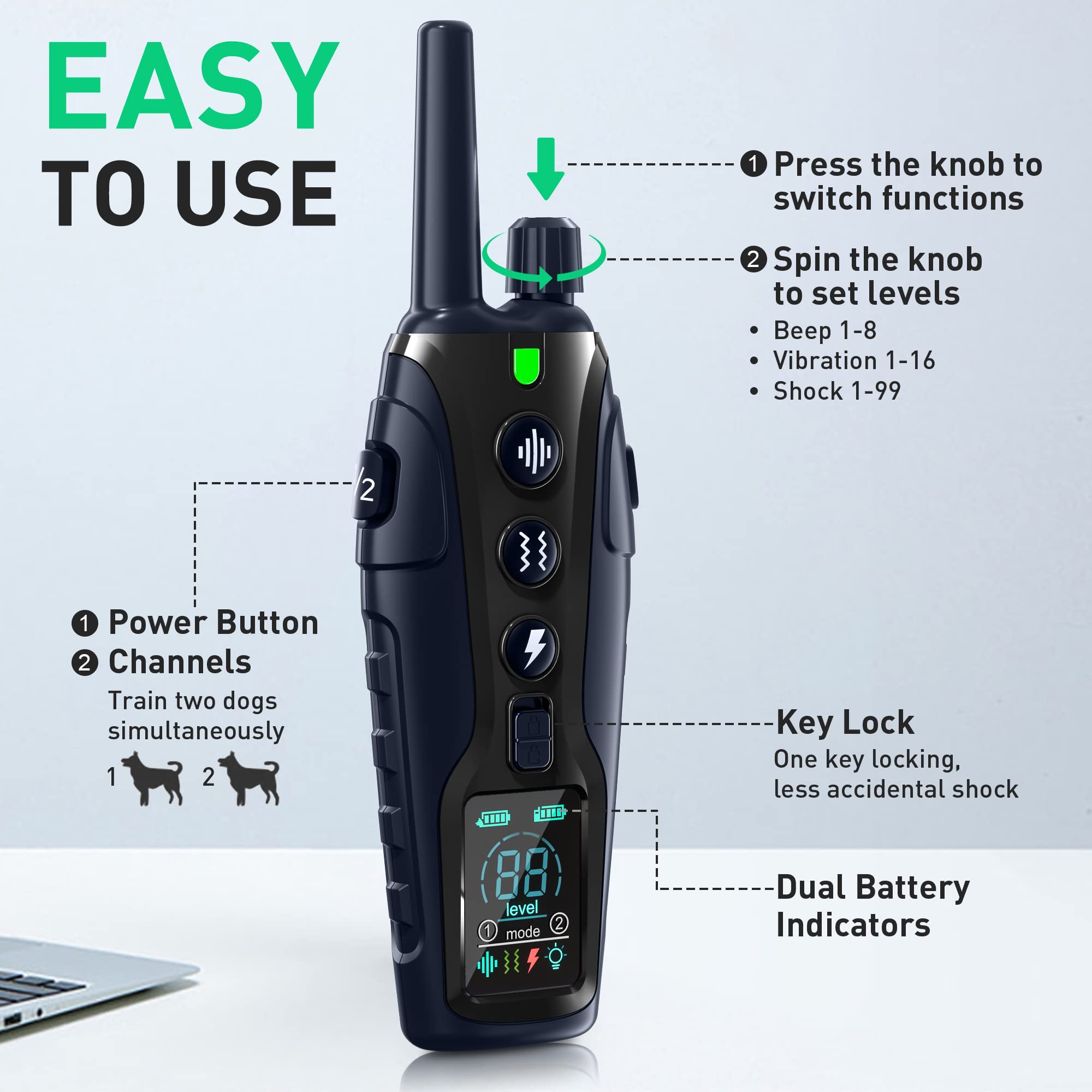 Nikketta dog shock collar remote two-channel for training two dogs.