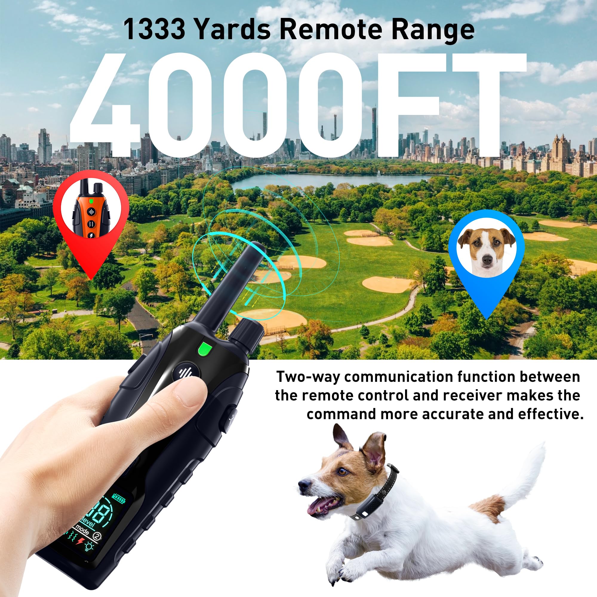 Nikketta dog training collar remote reaches up to 4000ft for safer tracking