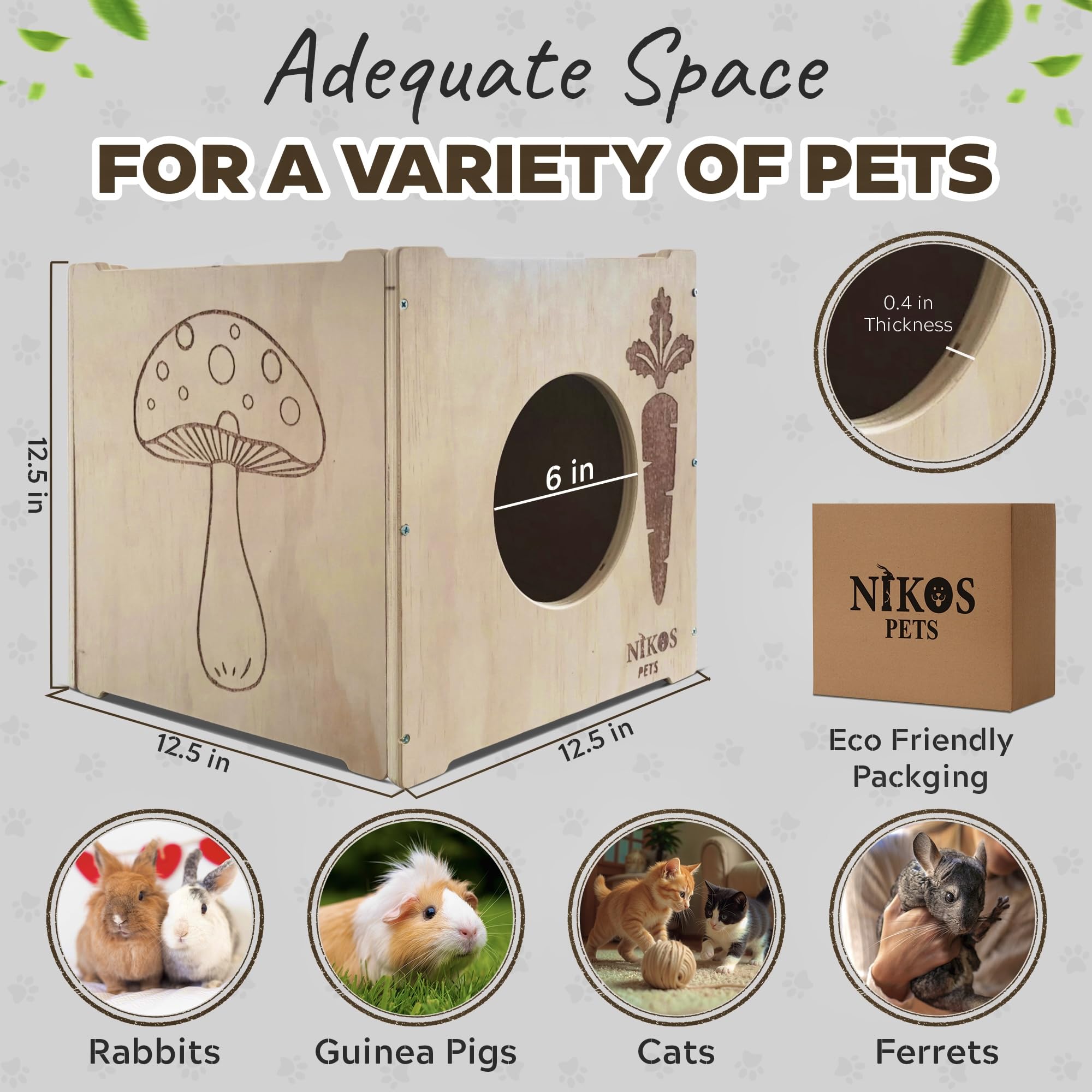 NIKOS PETS rabbit hideout top play area offering a safe, natural climbing surface.