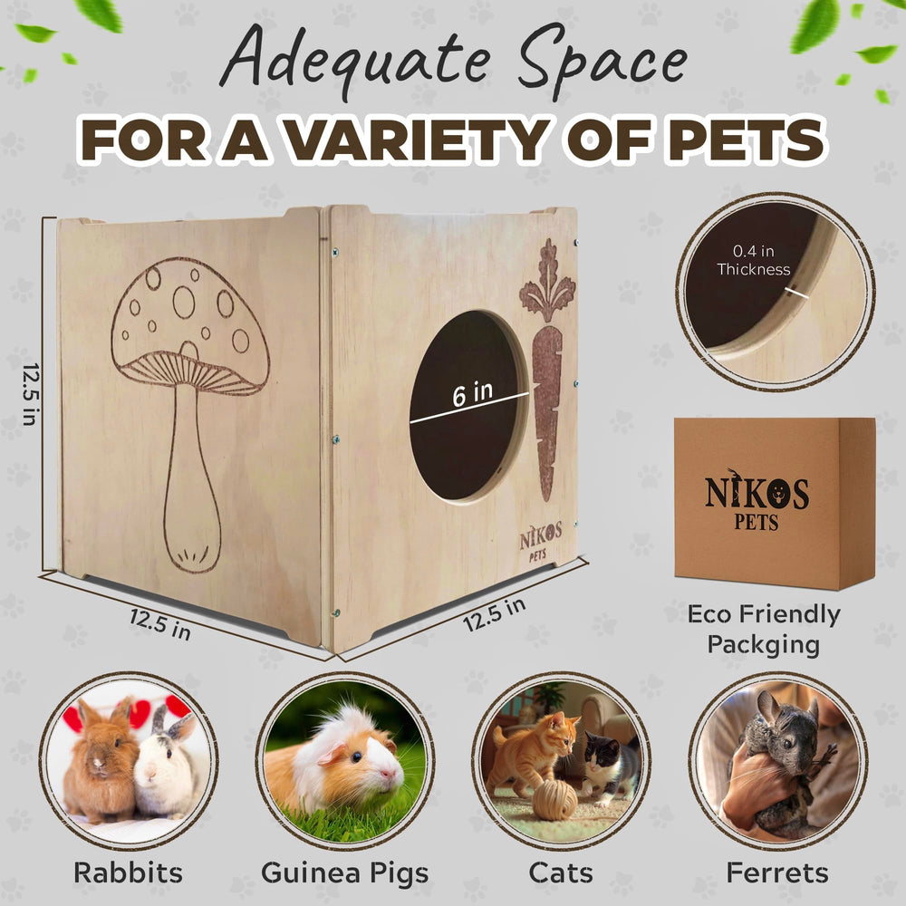 NIKOS PETS rabbit hideout top play area offering a safe, natural climbing surface.