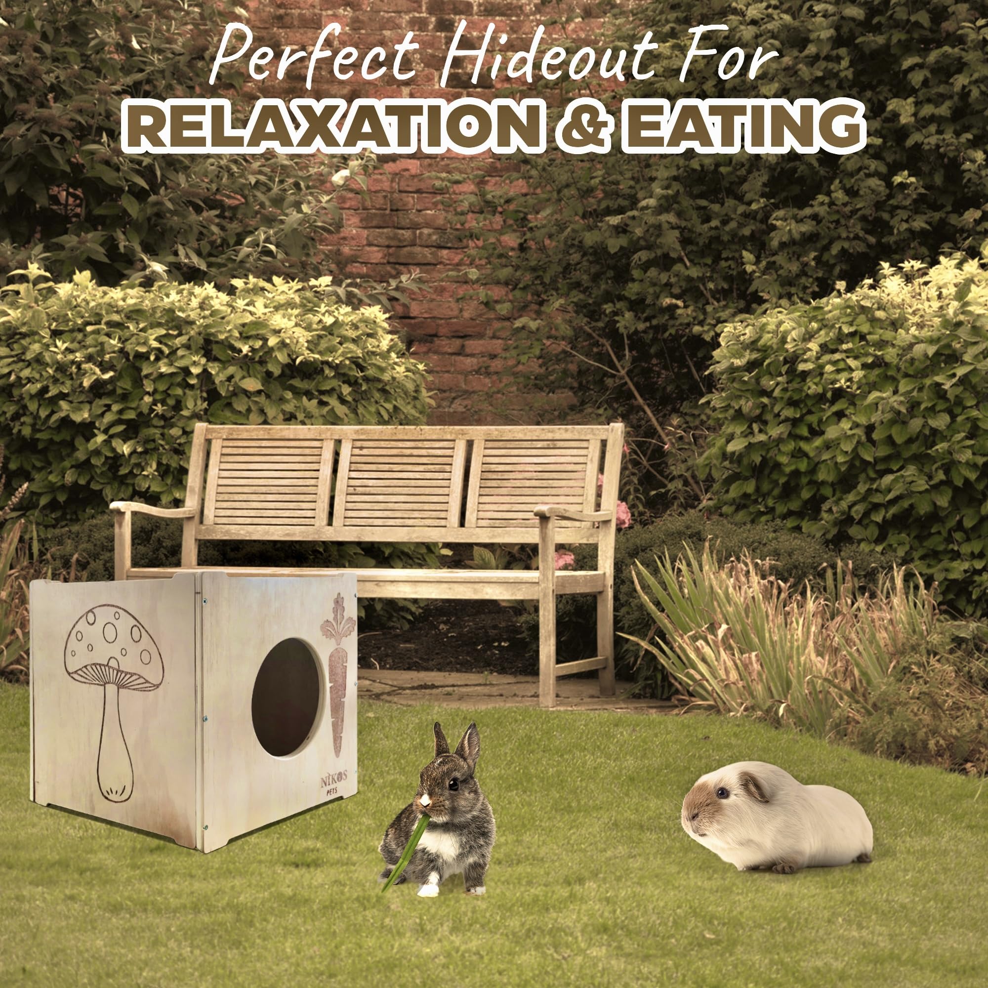 NIKOS PETS rabbit playground top surface shows climbing and lounging area.