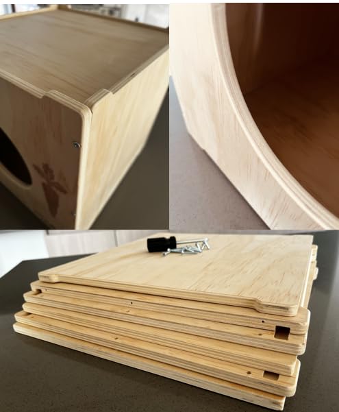 NIKOS PETS wooden hideout thermal insulation detail for year-round comfort.