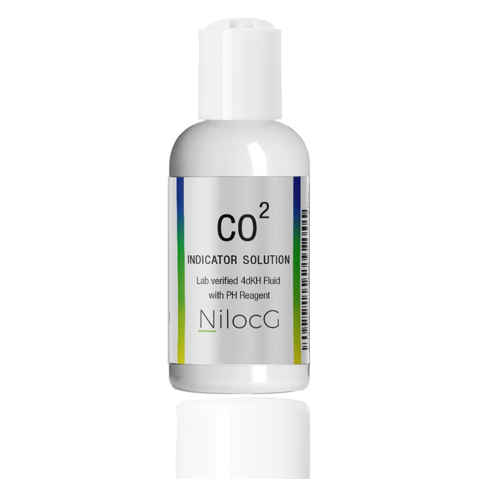 NilocG Aquatics CO2 drop checker suction cup attached to aquarium glass.