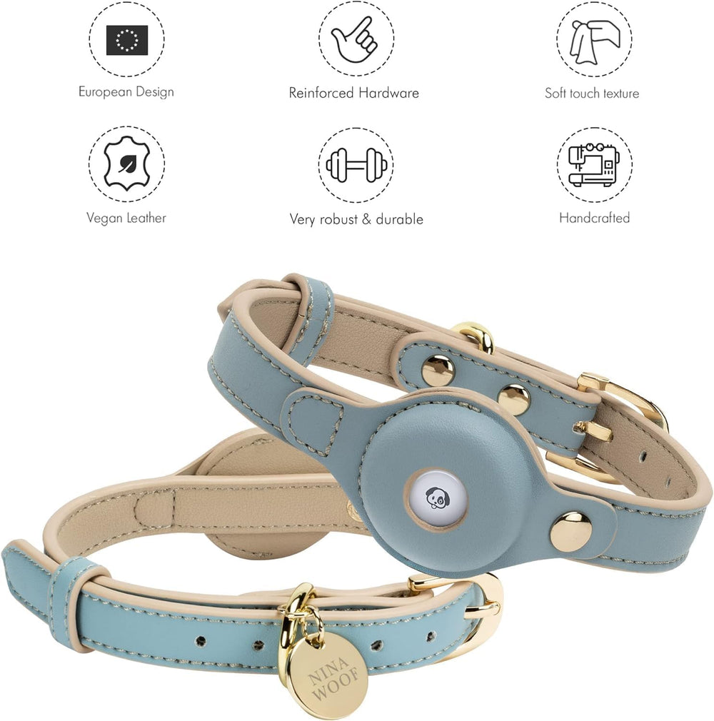 Nina Woof Cupertino blue leash for coordinated dog walks.