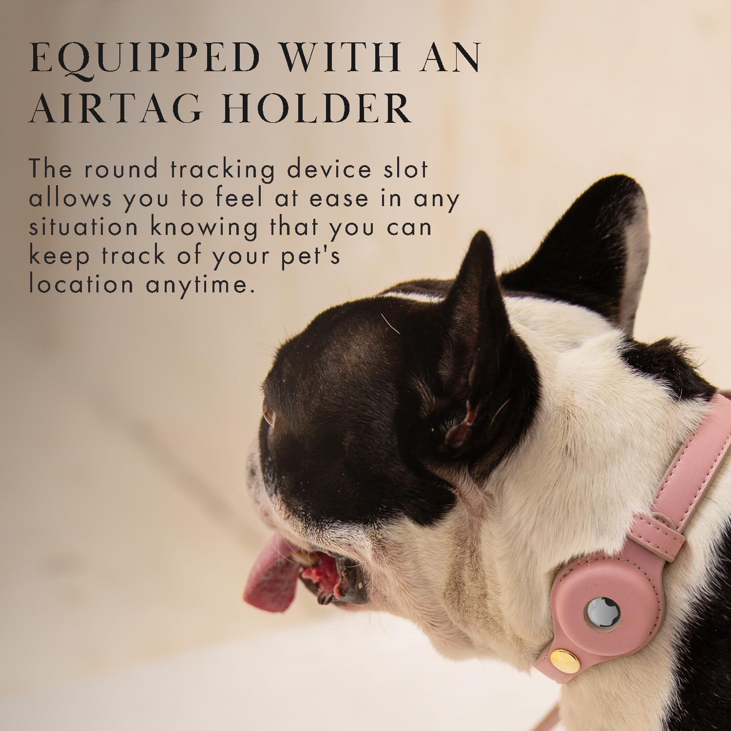 Nina Woof Cupertino collar pink adjustable neck demonstrates secure, growing fit.