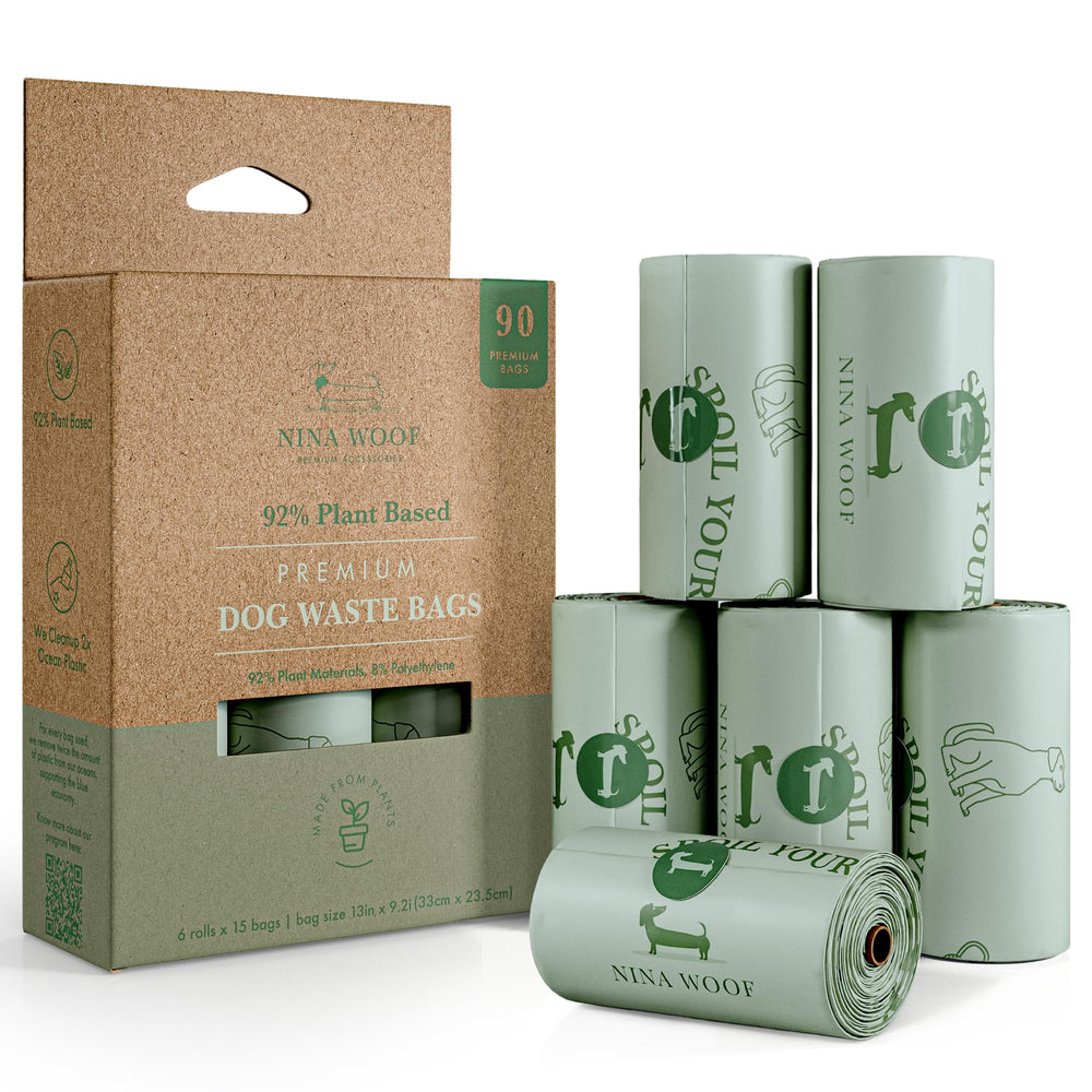 Nina Woof eco-friendly plant-based poop bags reduce waste during daily walks
